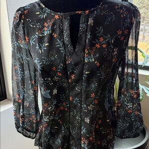 Collective Concepts Black Floral Blouse